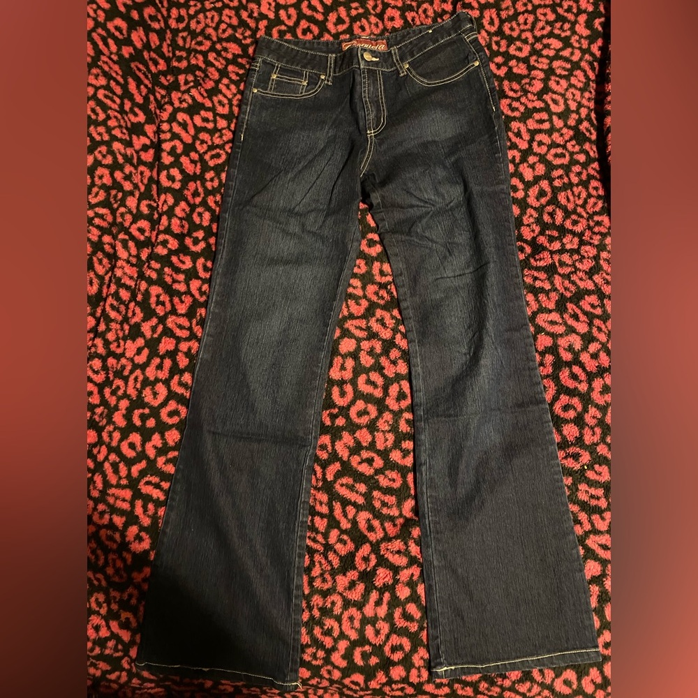 mid rise dark wash vintage flare jeans